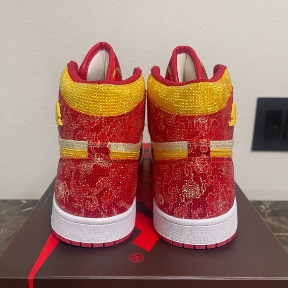 Custom Red, Yellow Iced Out Blingged Nike Air Sneakers,Size Euro 41, USA… - Picture 6 of 17